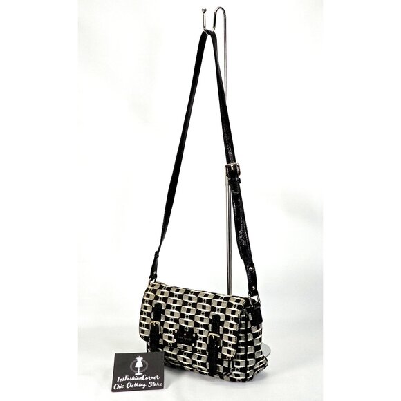 Kate Spade Women's Black White Fabric Essex Scout Purse Messenger Small 1875 - Picture 4 of 12